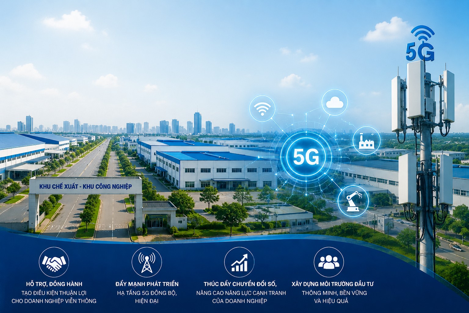 HEPZA TÍCH CỰC HỖ TRỢ DOANH NGHIỆP VIỄN THÔNG TRIỂN KHAI HẠ TẦNG 5G TẠI CÁC KHU CHẾ XUẤT, KHU CÔNG NGHIỆP